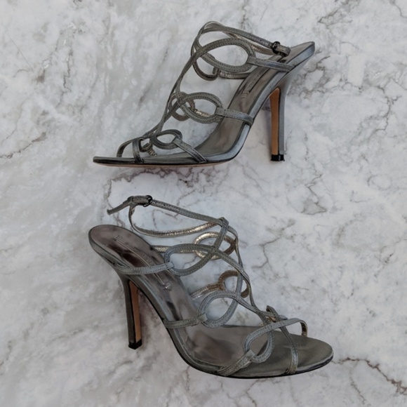 BCBG Shoes - BCBG MaxAzria Grey Silver Satin Uma Formal Heel